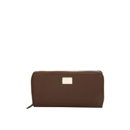 Van Heusen Brown Solid Zip Around Wallet for Women-picture-37