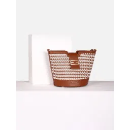 Van Heusen Brown Woven Bucket Bag-image-0