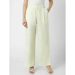 Van Heusen Cream Blended Regular Fit Mid Rise Trousers-picture-16