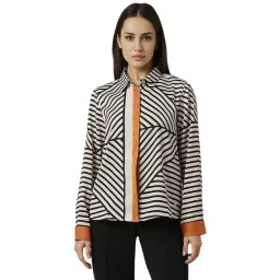 Van Heusen Cream Geometric Formal Shirt-picture-11