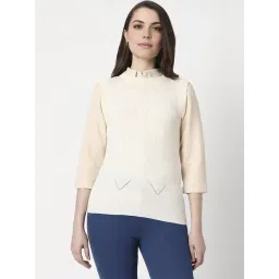Van Heusen Cream Self Pattern Sweater-picture-18