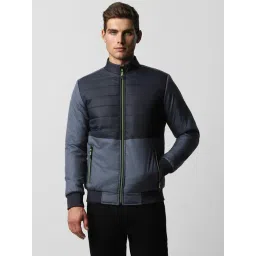 Van Heusen Flex Blue Regular Fit Colour Block Quilted Jacket-picture-39