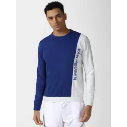 Van Heusen Flex Blue Regular Fit Colour Block Sweatshirt-picture-20