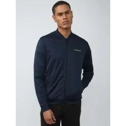 Van Heusen Flex Navy Blue Regular Fit Printed Bomber Jacket-picture-41