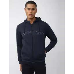 Van Heusen Flex Navy Blue Regular Fit Printed Hooded Jacket-picture-42