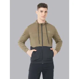 Van Heusen Flex Olive Regular Fit Colour Block Hooded Jacket-picture-28
