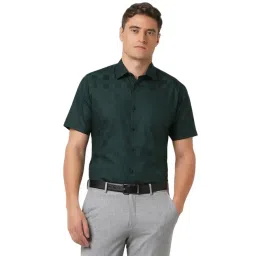 Van Heusen Green Cotton Regular fit Checks Shirt-picture-22
