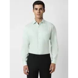 Van Heusen Green Cotton Regular Fit Texture Shirt-picture-15