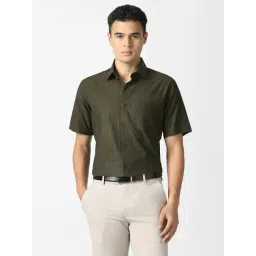 Van Heusen Green Cotton Regular Fit Texture Shirt-picture-45