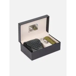 Van Heusen Green Embroidered Tie Pocket Square and Cufflink-picture-44