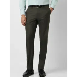 Van Heusen Green Slim Fit Checks Formal Trousers-picture-10