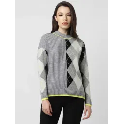 Van Heusen Grey Argyle Pattern Sweater-picture-45