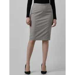 Van Heusen Grey Chequered Bodycon Skirt-picture-34