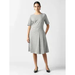 Van Heusen Grey Regular Fit Checks Formal Dress-picture-35