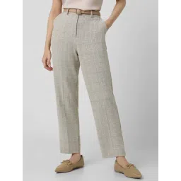 Van Heusen Grey Regular Fit Checks Trousers-picture-15