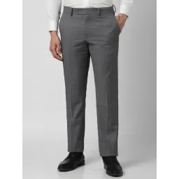 Van Heusen Grey Slim Fit Checks Trousers-picture-33