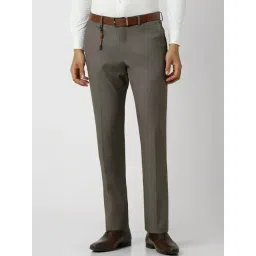 Van Heusen Grey Slim Fit Self Pattern Trousers-picture-14