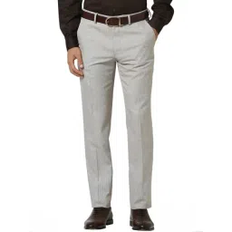 Van Heusen Grey Slim Fit Self Pattern Trousers-picture-39