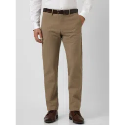 Van Heusen Khaki Cotton Slim Fit Trousers-picture-48