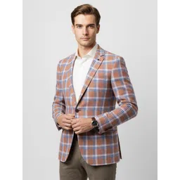 Van Heusen Linen Checked Slim Fit Single-Breasted Formal Blazer-picture-21