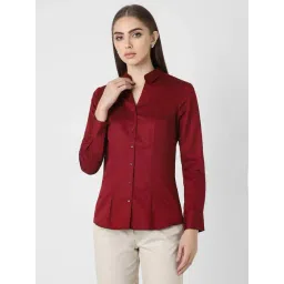 Van Heusen Maroon Cotton Plain Formal Shirt-picture-36
