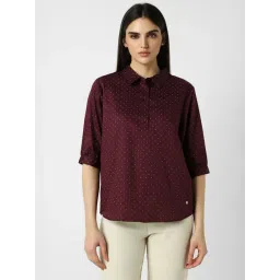Van Heusen Maroon Cotton Printed Shirt-picture-25