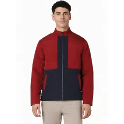 Van Heusen Maroon Cotton Regular Fit Colour Block Jacket-picture-26