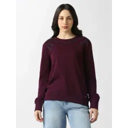 Van Heusen Maroon Cotton Regular Fit Embellished Sweatshirt-picture-32