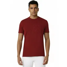 Van Heusen Maroon Cotton Regular Fit Embroidered T-Shirt-picture-35