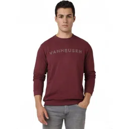 Van Heusen Maroon Cotton Regular Fit Logo Printed Sweatshirt-picture-44