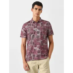 Van Heusen Maroon Cotton Regular Fit Printed Polo T-Shirt-picture-11