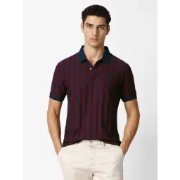 Van Heusen Maroon Cotton Regular Fit Striped Polo T-Shirt-picture-36