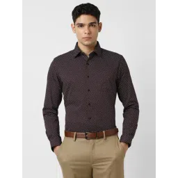 Van Heusen Maroon Cotton Slim Fit Checks Shirt-picture-36