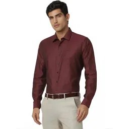 Van Heusen Maroon Cotton Slim Fit Self Pattern Shirt-picture-37