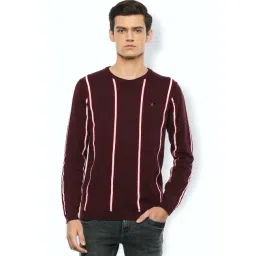 Van Heusen Maroon Cotton Slim Fit Striped Sweatshirts-picture-23