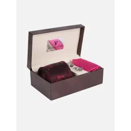 Van Heusen Maroon Embroidered Tie Pocket Square and Cufflink-picture-17