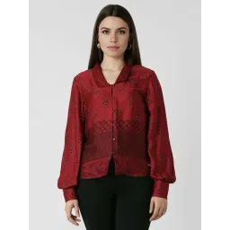 Van Heusen Maroon Printed Shirt-picture-40