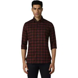 Van Heusen Maroon Slim Fit Checks Shirt-picture-39