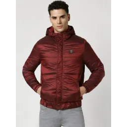 Van Heusen Maroon Slim Fit Quilted Hooded Jacket-picture-14