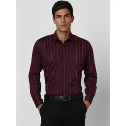Van Heusen Maroon Slim Fit Striped Shirt-picture-25