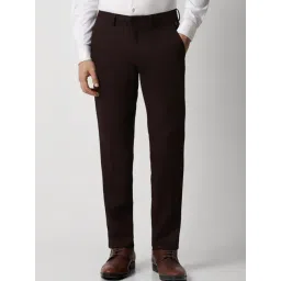 Van Heusen Maroon Slim Fit Texture Trousers-picture-31
