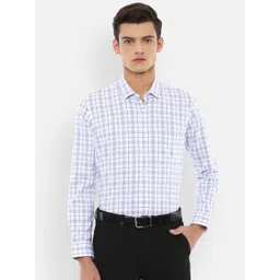 Van Heusen Men Blue & White Slim Fit Checked Formal Shirt-picture-28