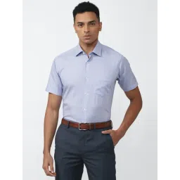 van heusen Men Blue Regular Fit Check Half Sleeves Formal Shirt-picture-16