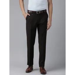 Van Heusen Men Brown Solid Slim Fit Formal Trousers-picture-41