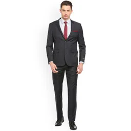 Van Heusen Men Grey Solid Single-Breasted Two Piece Suit-picture-12