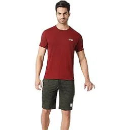 Van Heusen Men Knit Shorts - Cotton Rich - Drawstring Waist, Camo Print, Ultra Soft_70015_Moss Green AOP_M-picture-13