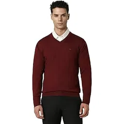 van heusen Men Maroon Solid V Neck Sweater-picture-54