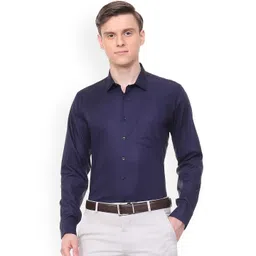 Van Heusen Men Navy Blue Slim Fit Solid Formal Shirt-picture-29