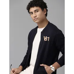 Van Heusen Men Navy Blue Solid Sweatshirt-picture-30