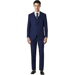 van heusen Men Navy Solid Slim Fit Wedding Three Piece Suit-picture-13